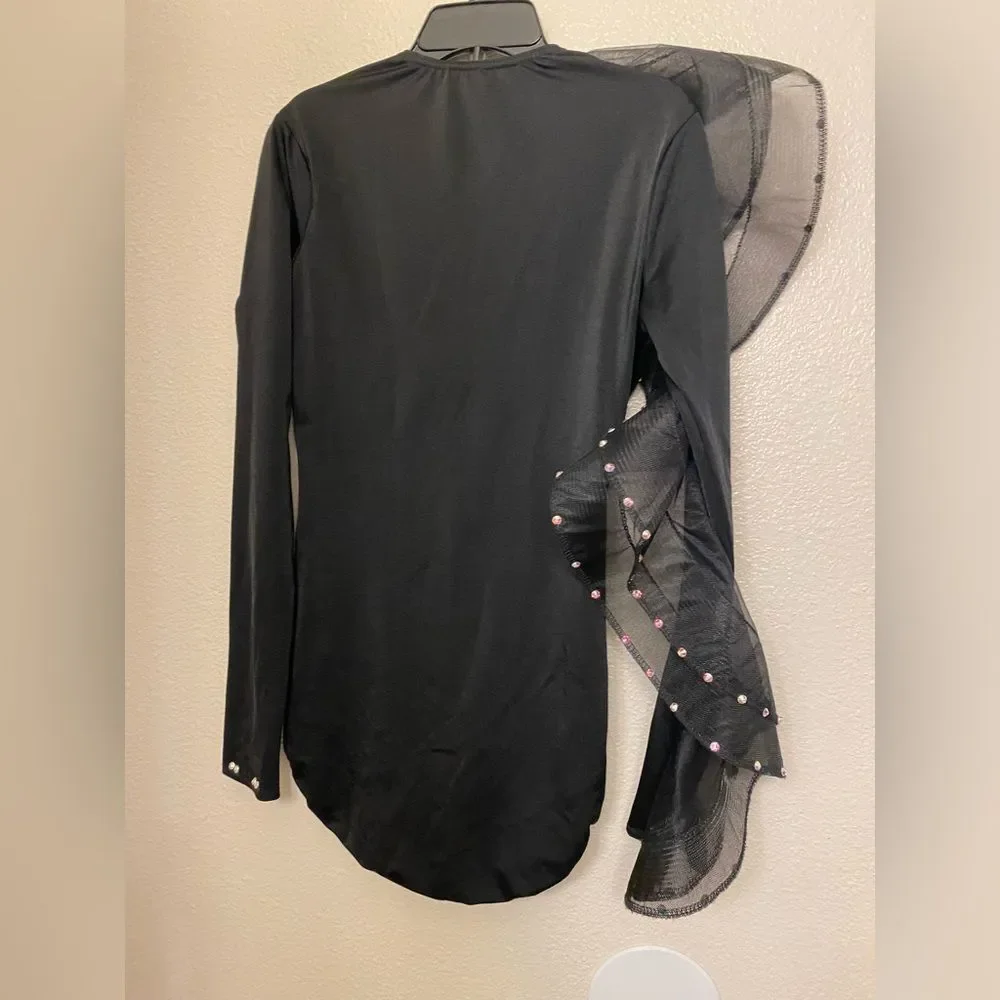 Rare Kelle competition dance solo costume black long one sleeve jazz LA adult